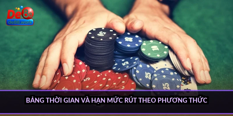 Bảng thời gian và hạn mức rút theo phương thức