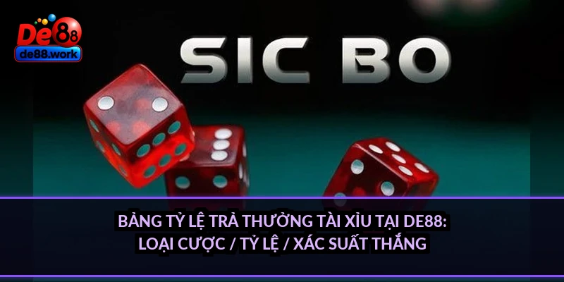 Bảng tỷ lệ trả thưởng tài xỉu tại DE88: loại cược / tỷ lệ / xác suất thắng
