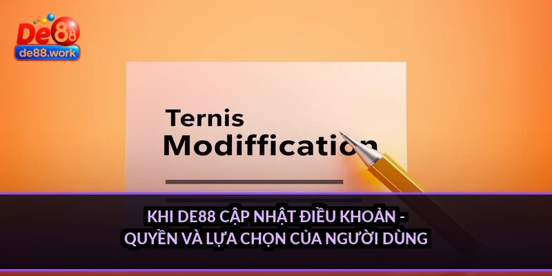 Khi DE88 cập nhật điều khoản - quyền và lựa chọn của người dùng